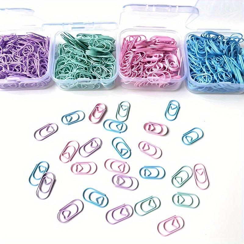 Mini Love Paper Clips Set 100 Pieces in 4 Colors Iron Office Supplies