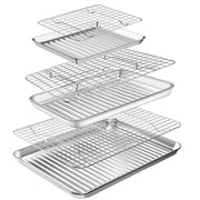 Stainless Steel Baking Sheet Set with Cooling Rack Oven-Safe Durable Cookware