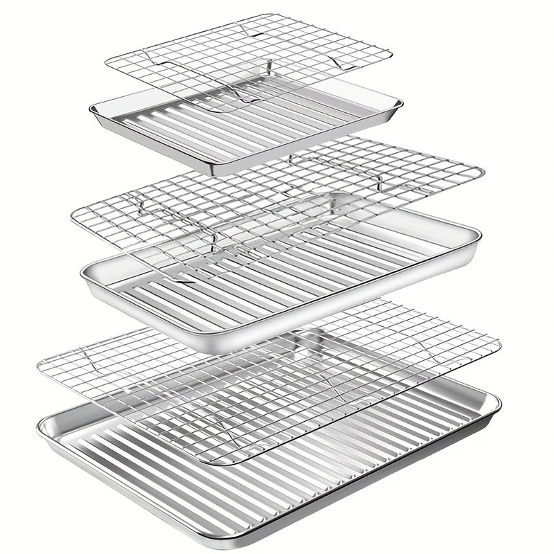 Stainless Steel Baking Sheet Set with Cooling Rack Oven-Safe Durable Cookware