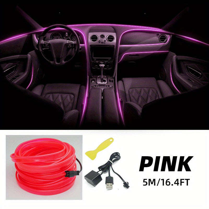 Car Interior LED Strip Lights 16.4Ft USB Neon Atmosphere Ambient Lighting