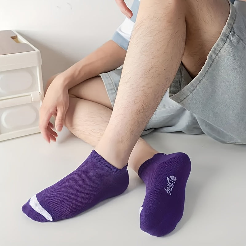 Men's Summer Ankle Socks Sweat-Absorbent Low-Cut Sports Socks in Vibrant Colors
