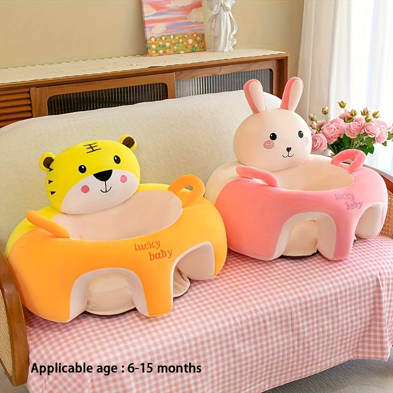 Baby High Chair for Toddlers with Cartoon Animal Design Plush Upholstery Low Center of Gravity Compact Storage