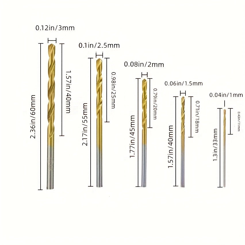 50-tilo Titanium qoplangan burg'ulash uchlari to'plami, uyda o'z qo'lingiz bilan loyihalar uchun, sovg'a qutisi bilan