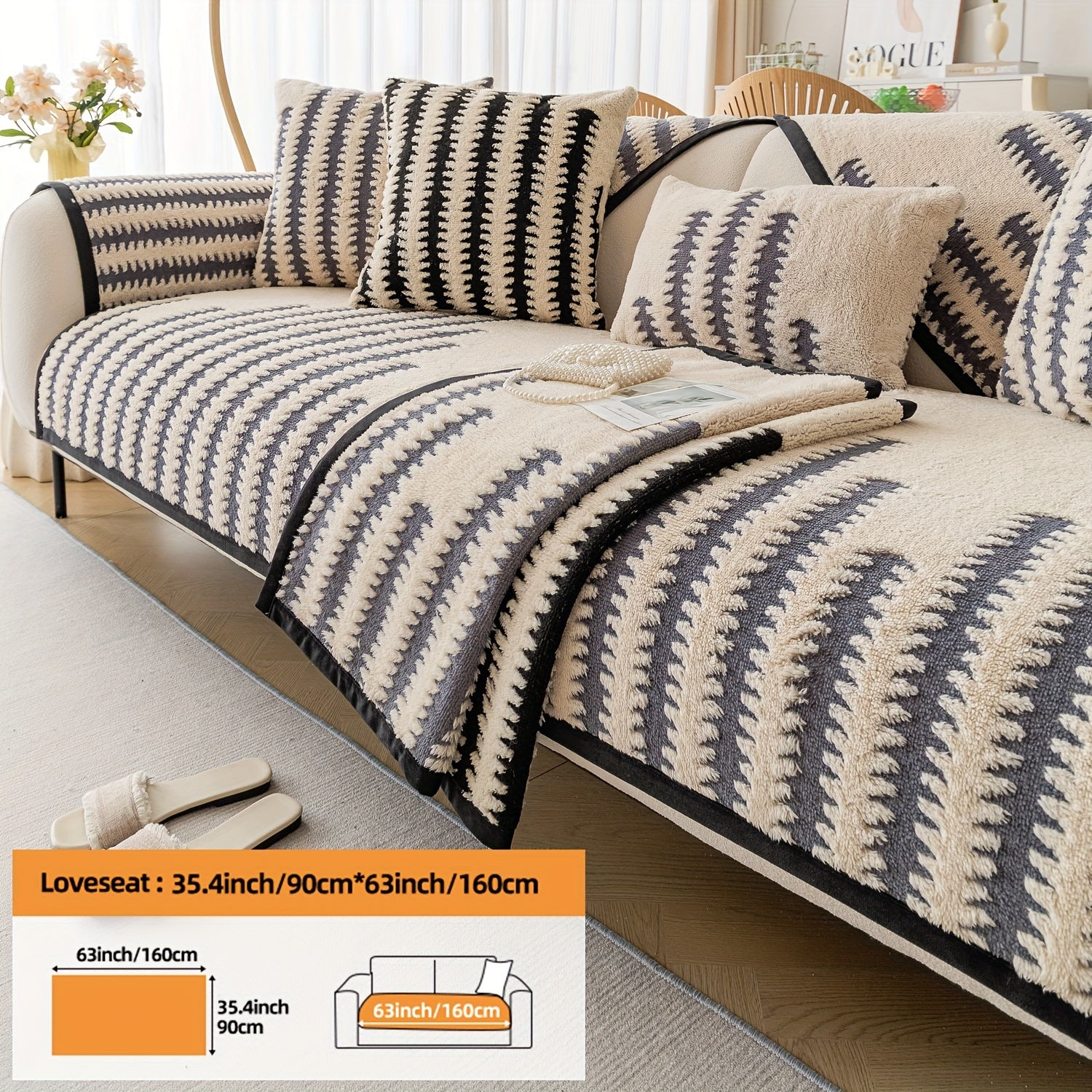 Современная накидка на нордический диван с черно-белой полоской, безопасная для домашних животных, противоскользящая, для 1-4 мест