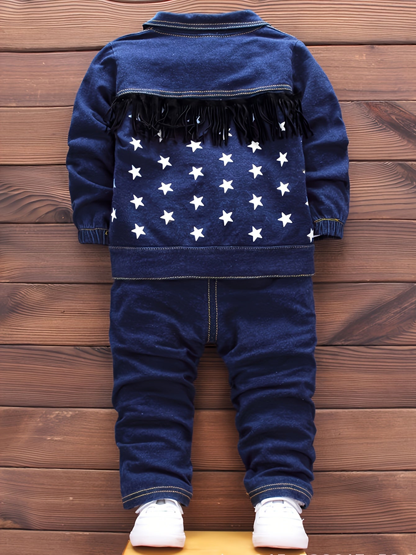 Kids' White Cotton Casual Set with Star and Letter Print for Boys 0-3 Years