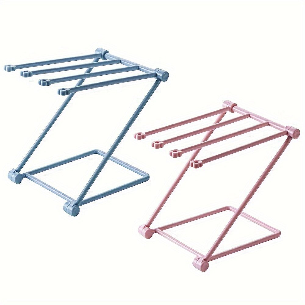 Foldable Kitchen Rag Rack for Drying Dishcloths Towel Bar Desktop Holder