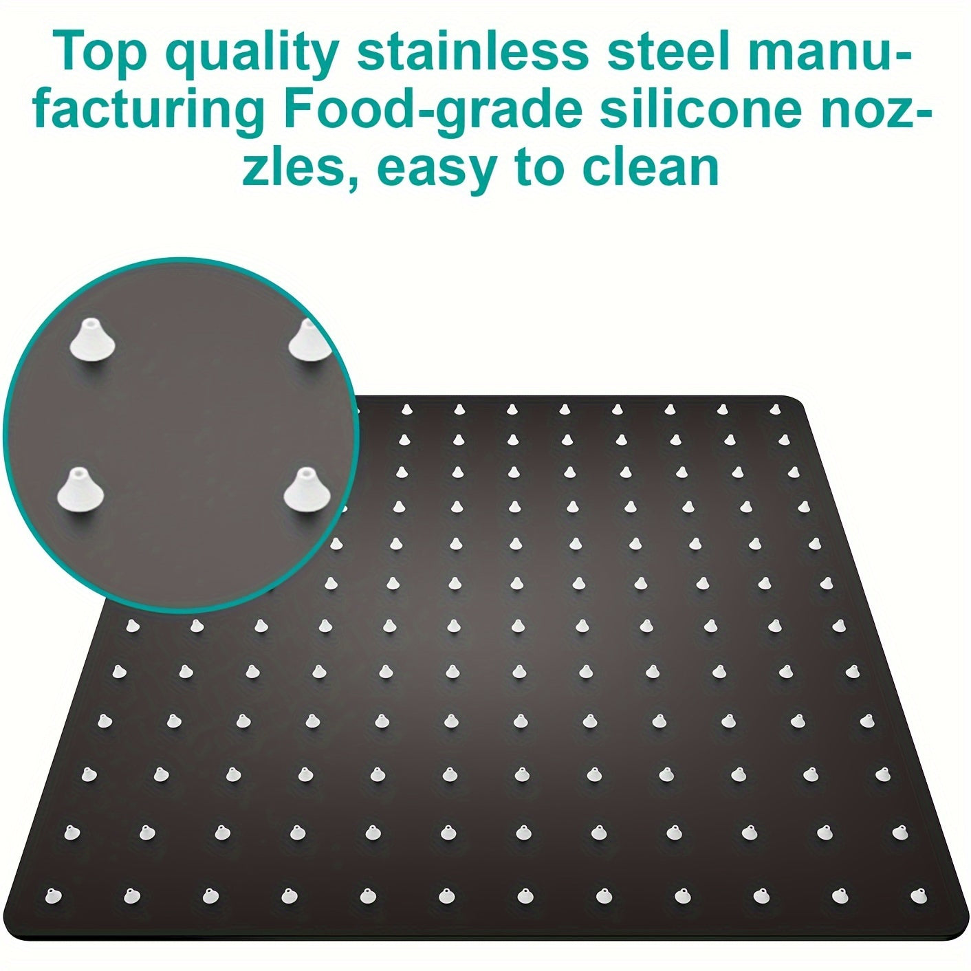 Mat qora rangdagi zanglamaydigan po'lat kvadrat dush boshligi, yuqori bosim, zanglamas dizayn, qattiq suv filtri. 20.32 sm, 25.4 sm, 30.48 sm o'lchamlarida mavjud.