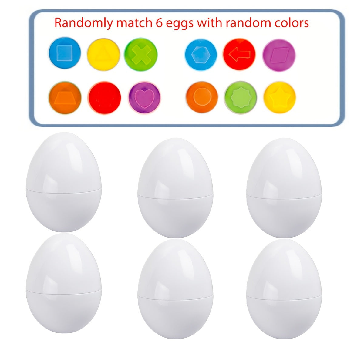 Educational Egg Matching Game for Kids Set of 6 with Numbers and Shapes Fine Motor Skills Sensory Development