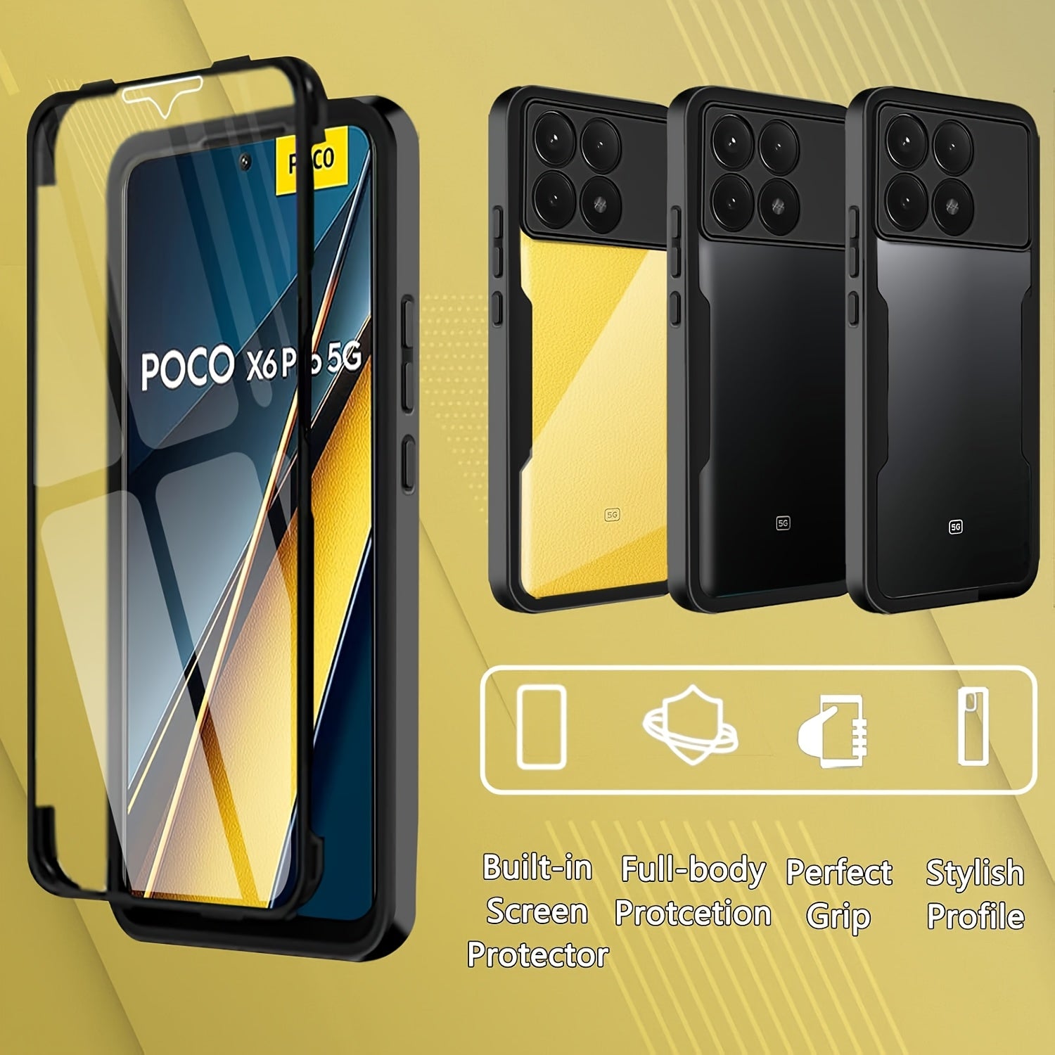 360 Full Body Shockproof Phone Case for Xiaomi POCO Series with Built-in Screen Protector