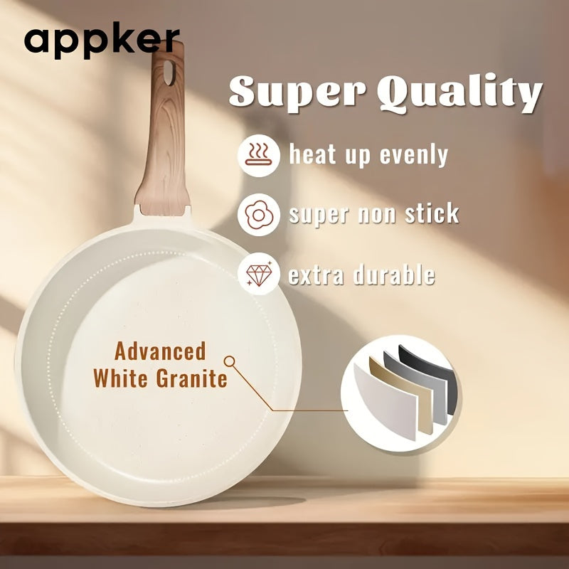 10 ta bo'lakli yopishmaydigan oq granit idishlar to'plami, qovurilgan panjara va qopqog'lar bilan