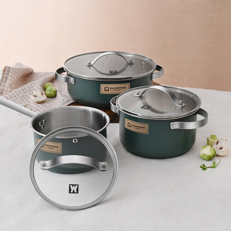 Stainless Steel Cookware Set with Ceramic Finish for Induction and Electric Stoves