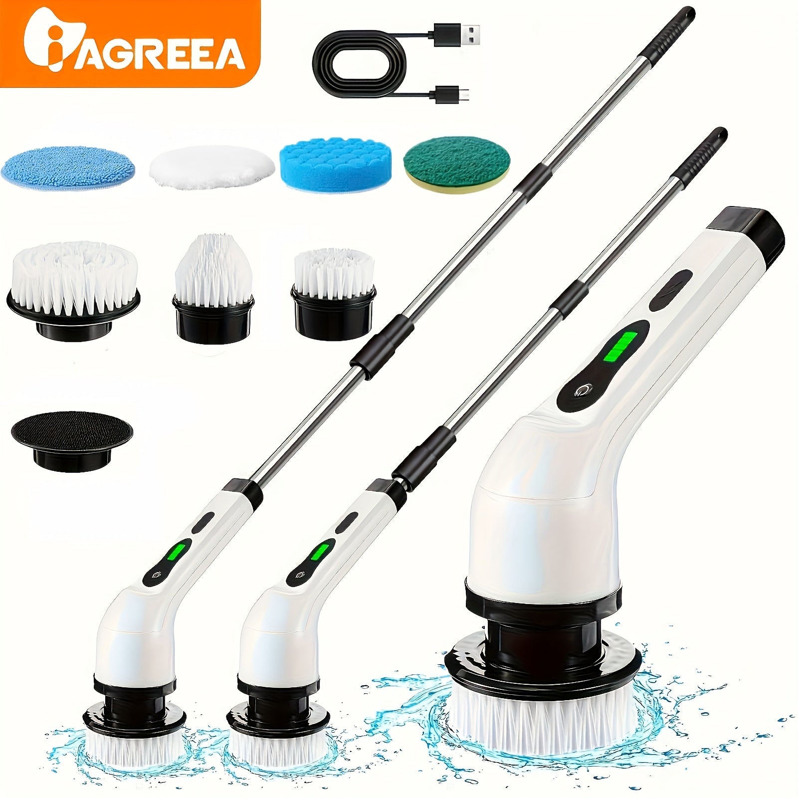 Small Electric Cleaning Brush Wireless Rotating Floor Washer with Replaceable Heads