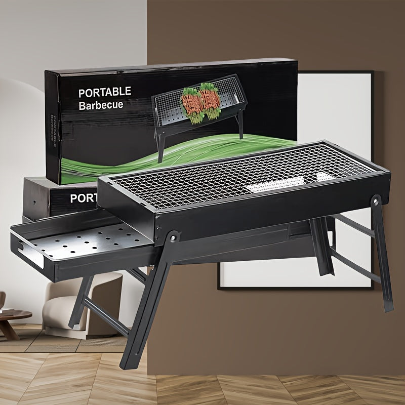 Портативный гриль-барбекю с открытым пламенем, регулируемые ножки, прочная металлическая рама для приготовления на открытом воздухе