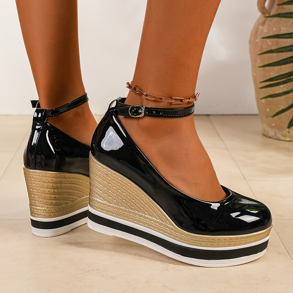 Women's Wedge Heel Loafers Synthetic Cover Non-Slip Rubber Sole Durable Traction