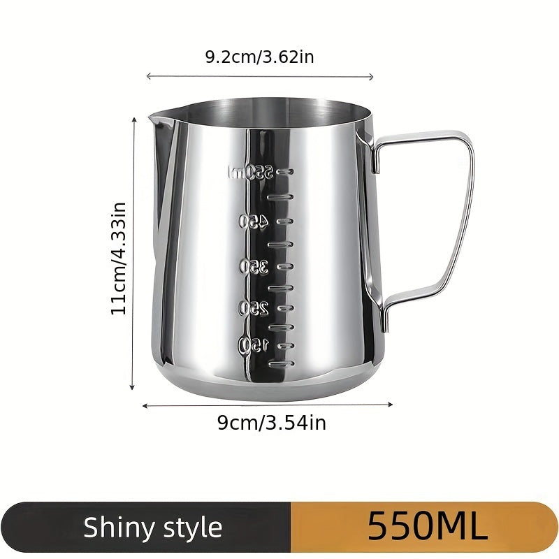Stainless Steel Frothing Cup with Scale for Hot Milk and Foam, Pointed Spout