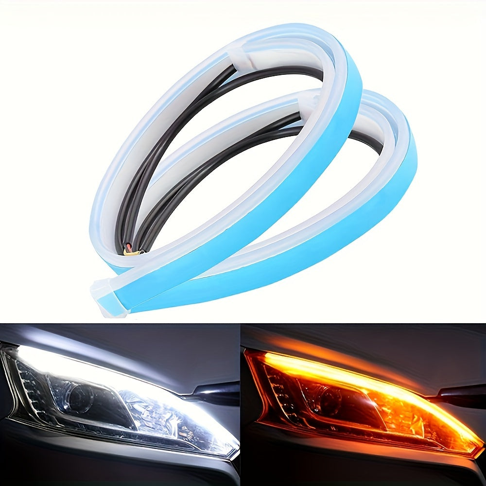 Car LED Daytime Running Lights 12V Yellow Sequential Turn Signal Pair