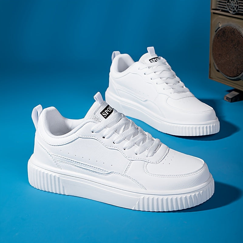 White Lightweight Lace-Up Low Top Sneakers for All Seasons