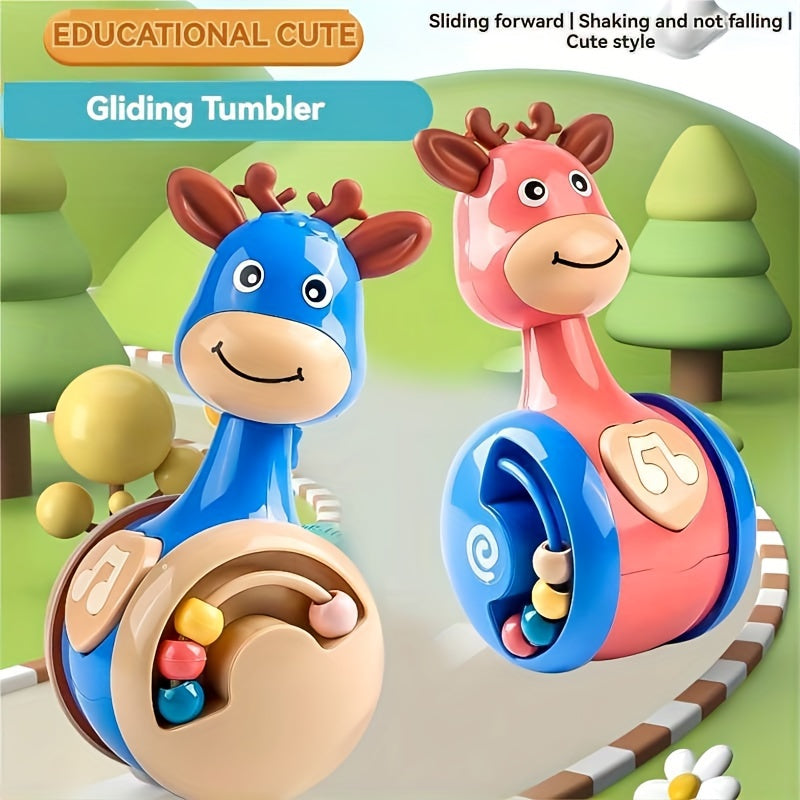 Bolalar uchun Musiqali Giraffa Tumbler O'yinchoq Interaktiv Qadam qo'yish Hamkori Ovoz va Tilla bilan