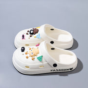 Women's EVA Slippers with Colorful Doll Pendants, 4cm Sole, Machine Washable