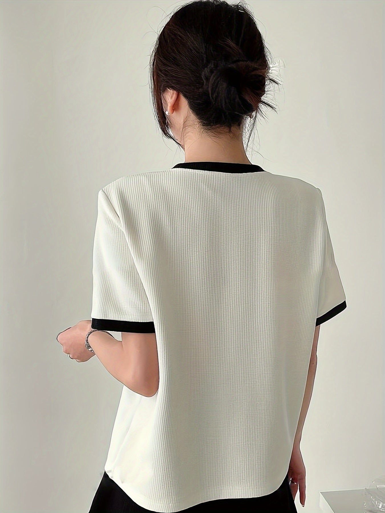 Women's Crew Neck Blouse Color Block Polyester All-Season Casual Top