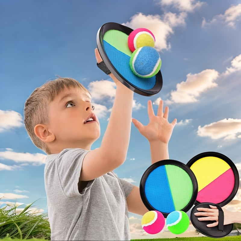 Kids Sticky Ball Set with 19cm Mixed Color Plastic Fly Disc and Suction Cup for Throw and Catch Game