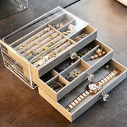 Transparent Jewelry Organizer Box with Large Capacity Dustproof Drawers for Earrings and Necklaces
