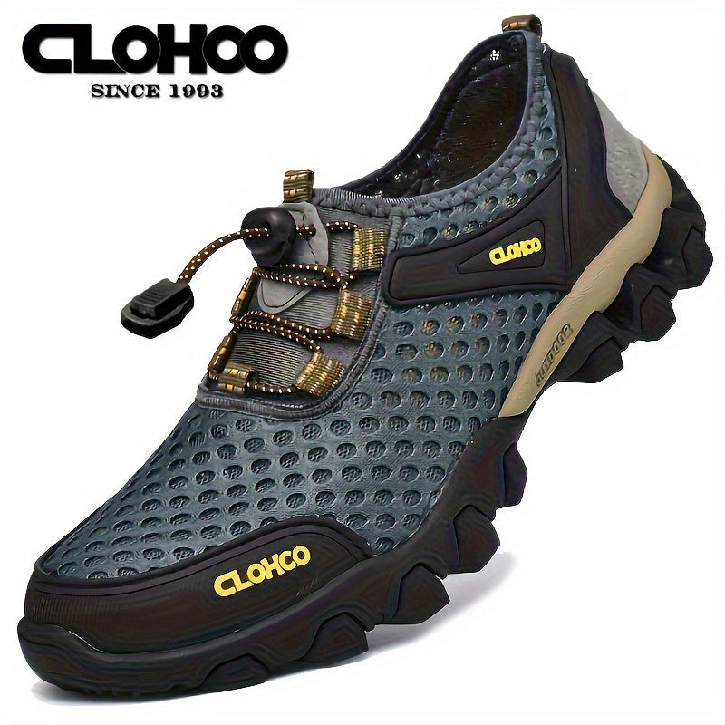 Men's Breathable Trekking Shoes Rubber Sole Fabric Upper Non-Slip Durable Outdoor Hiking Casual