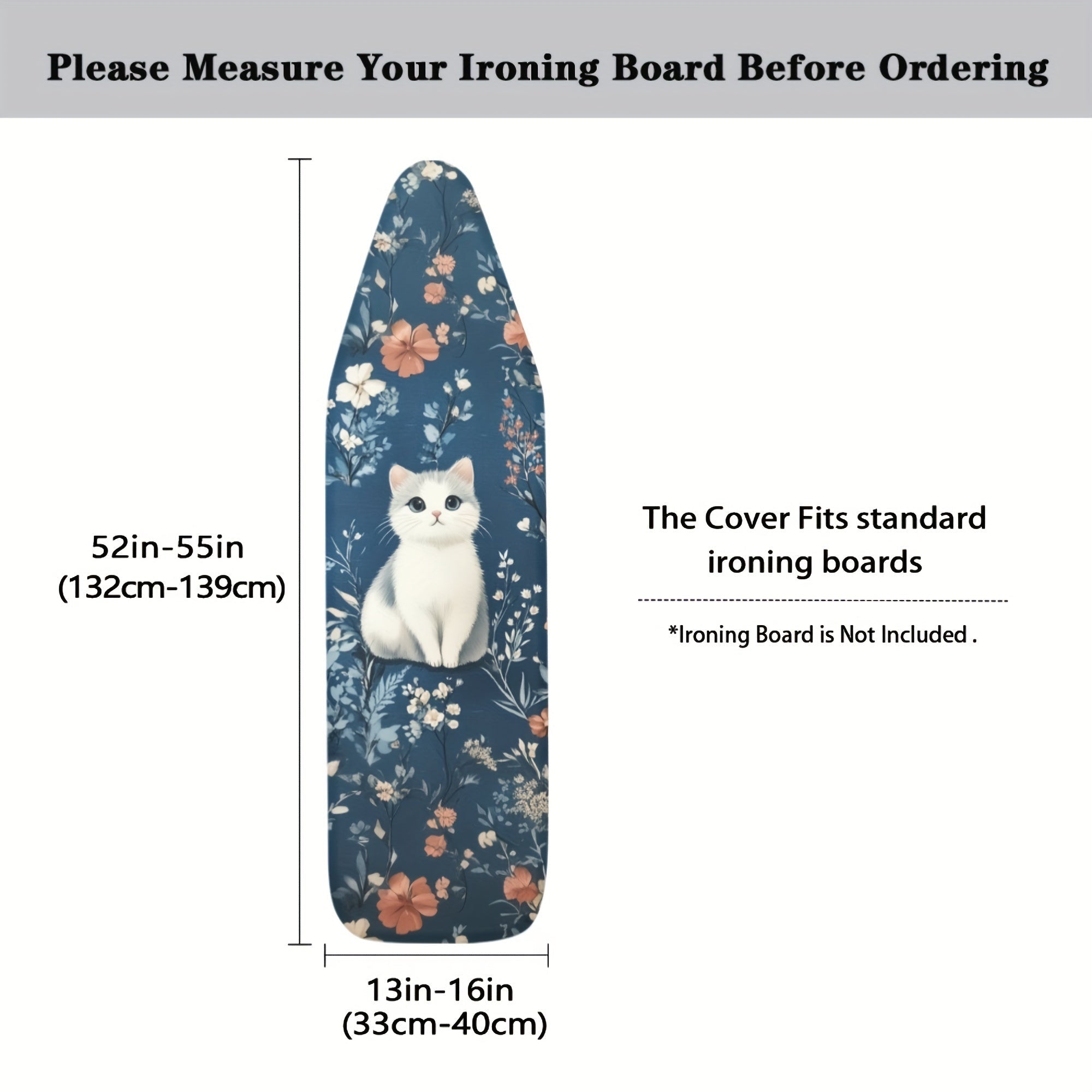 Chic Oq Mushuk Gul Temir Taxtasi Qopqog'i Elastik Qirra Bilan - Oson O'rnatish, Uslubiy Uy Bezash Uchun Changdan Himoya