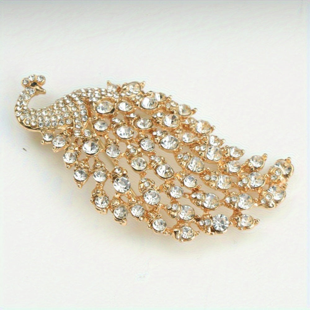 Bir dona Elegant Vintage uslubidagi rhinestone to'yingan tovuq brosh pin, ayollar kiyimlari va zargarlik buyumlari uchun emal inlay bilan - moda aksessuari