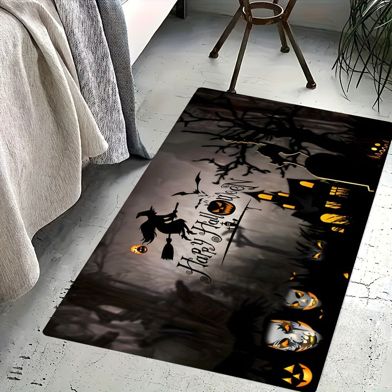 Уютный фланелевый коврик с принтом ужасных букв на Хэллоуин - мягкий, прочный и простой в уходе, для любой комнаты - противоскользящий входной коврик