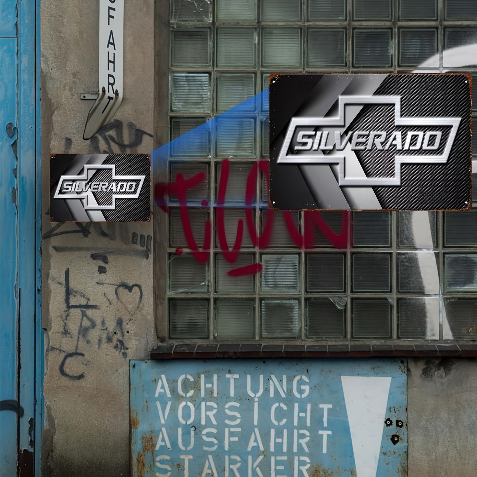 Metal Wall Art Sign for Garage or Man Cave Gray Carbon Fiber Iron Decor