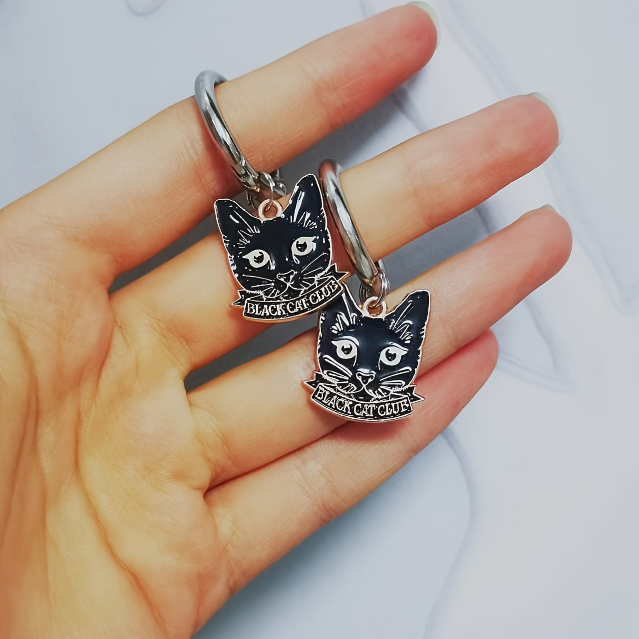 Women Shoe Boot Charms 2pcs Black Cat Zinc Alloy Accessories