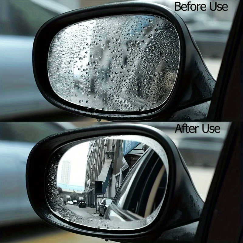 Waterproof Transparent PET Car Rearview Mirror Film Set of 2 Anti-Fog Rain Protector Stickers