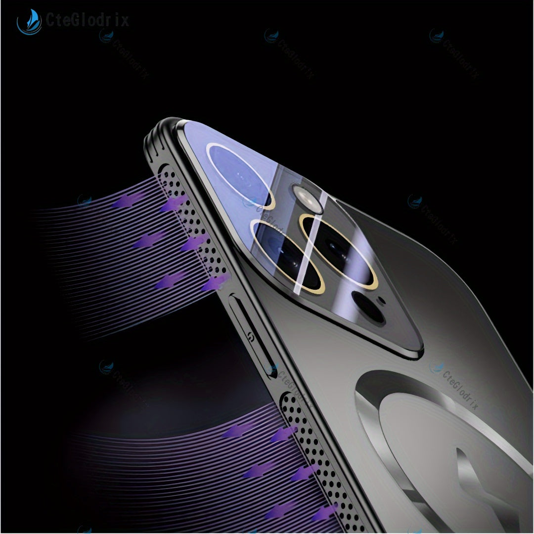 Titanium Metallic Matte Phone Case for iPhone Shockproof Wireless Charging Camera Lens Protection