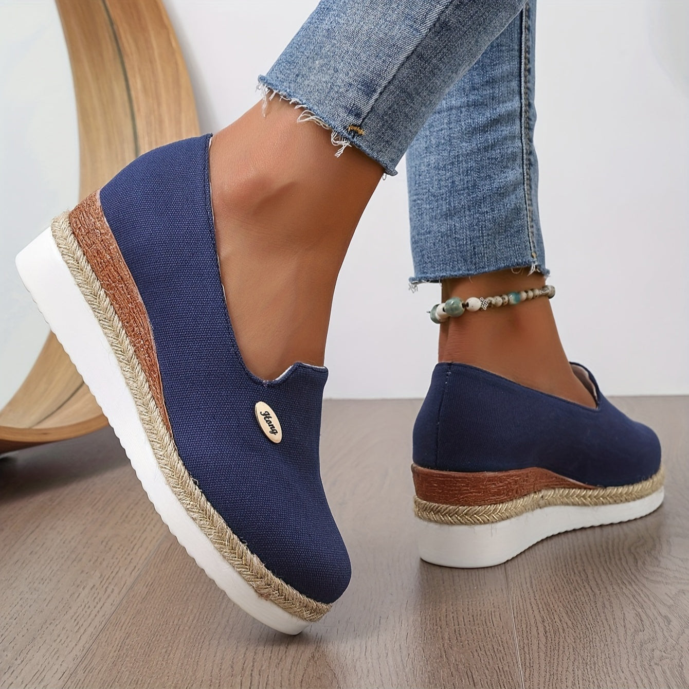 Women's Casual Espadrille Platform Pumps with Round Toe and High Heel