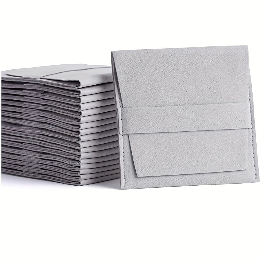 Set of 10 Jewelry Storage Bags with Lint Flounce and Snap Button Closures for Necklaces Earrings and Rings