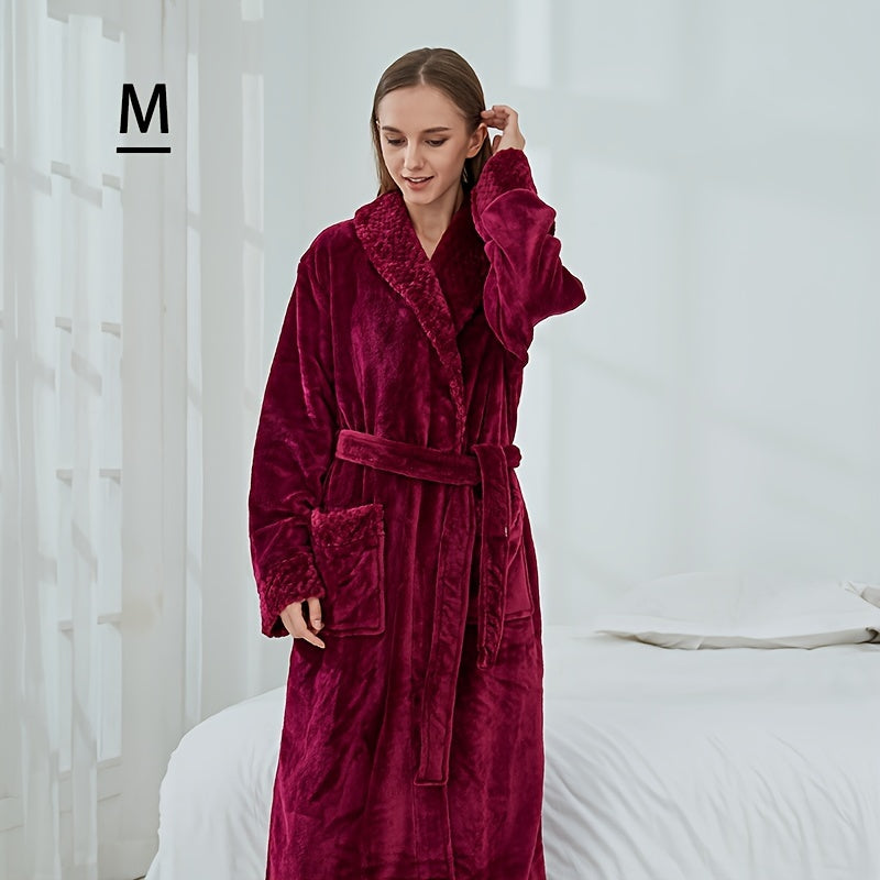 Unisex Flannel Bathrobe for Autumn Winter Cozy Nightwear Home