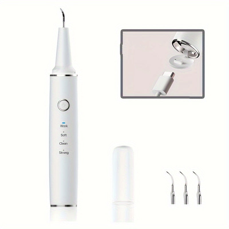 USB Rechargeable Electric Tooth Cleaner with LED Light and Interchangeable Brush Heads