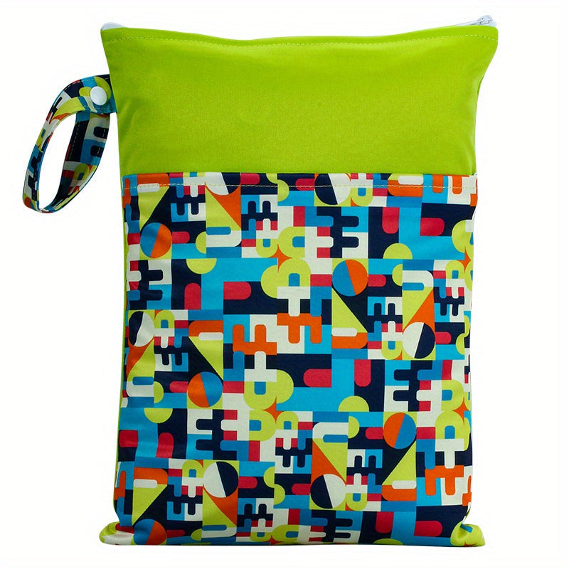 Reusable Waterproof Wet Bag with Double Pockets Cloth Handle 24.99x35cm