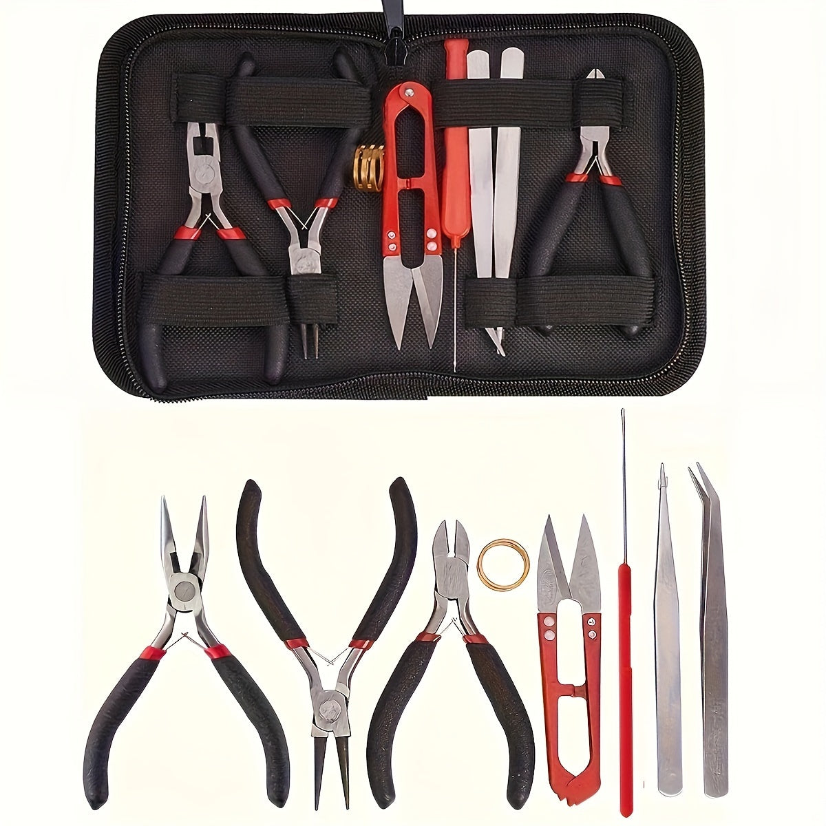 8-Piece Jewelry Making Kit with Pliers Scissors Tweezers and Jump Ring Opener for Crafting and Repairs