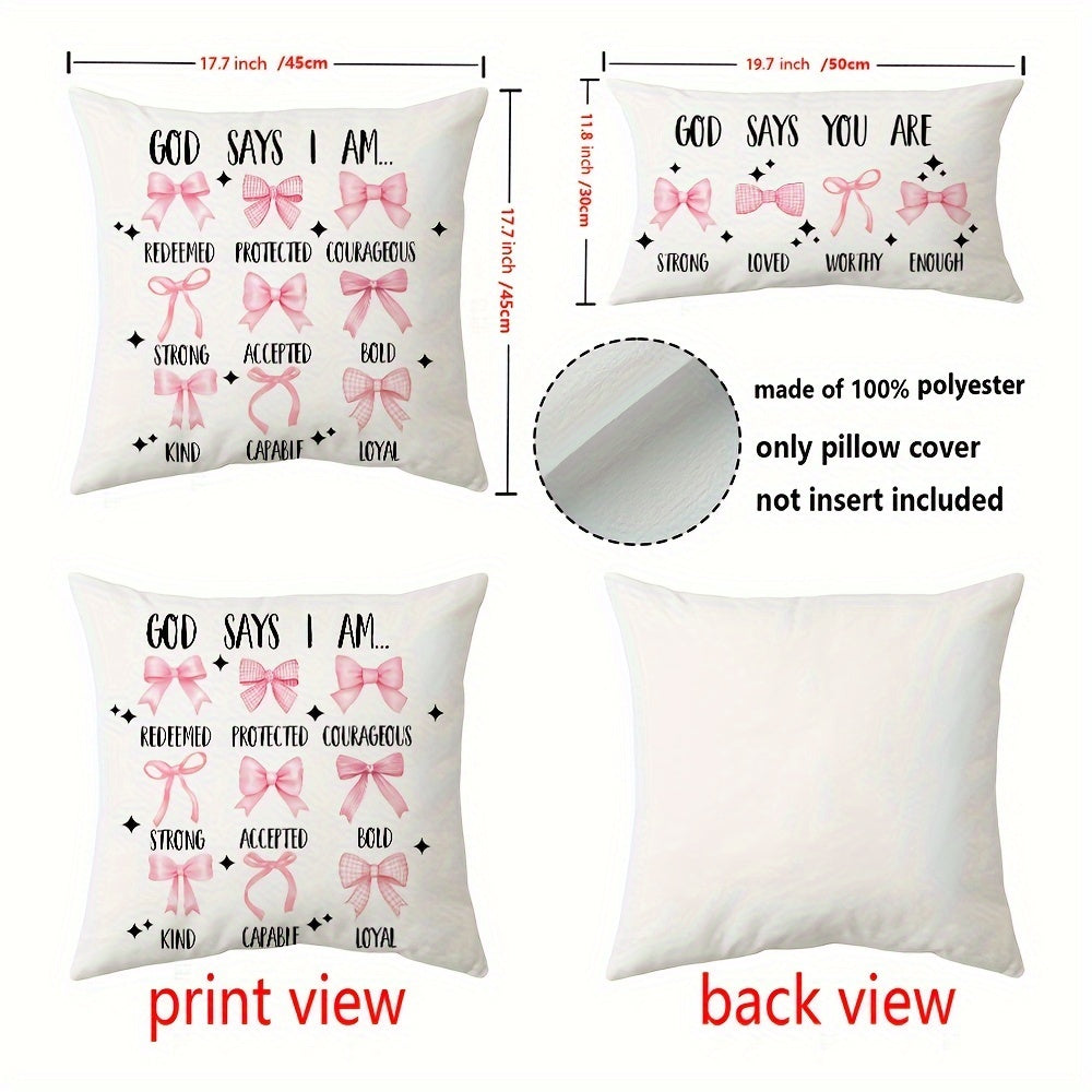 Наволочка для подушки с бантом Pink Coquette 29,97 см x 50,04 см Декор в фермерском стиле для дивана, кресла, спальни