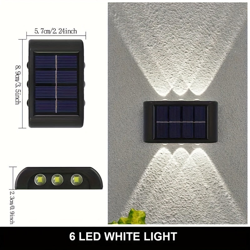 Solar-Powered LED Wall Sconce with 6 LEDs Warm Light Outdoor Plastic Semi Flush Mount