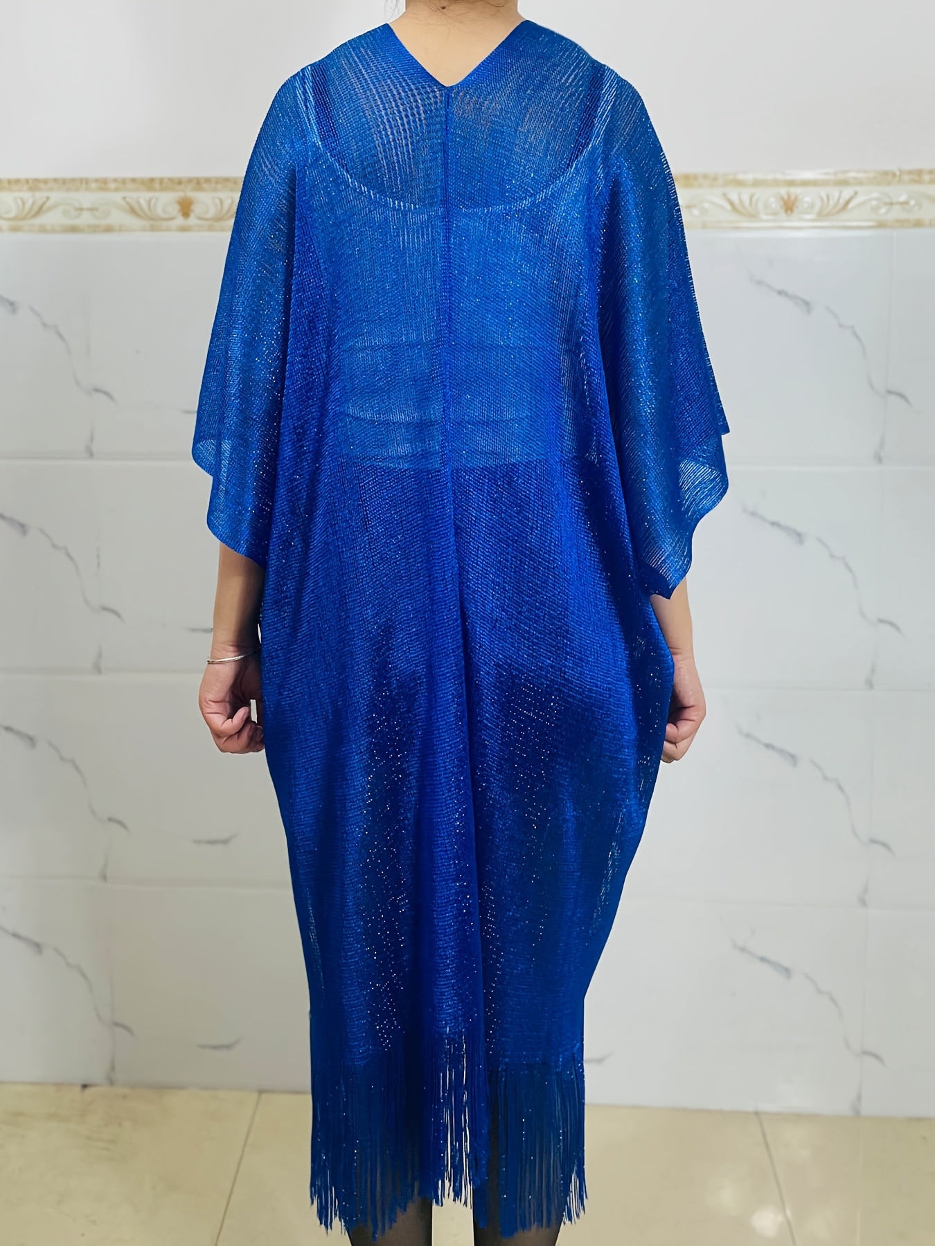 Bufanda de mujer de talla grande con flecos, ligera de poliéster