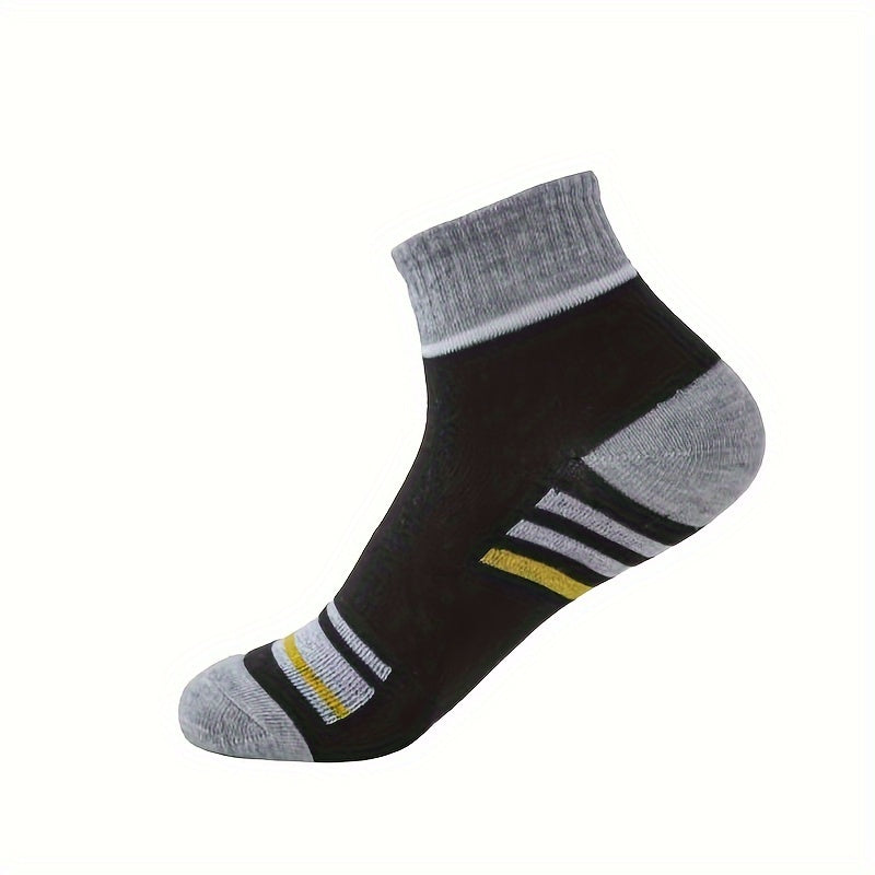 Мужские цветные носки с блоками, 5 пар, дышащие повседневные вязаные из полиэстера