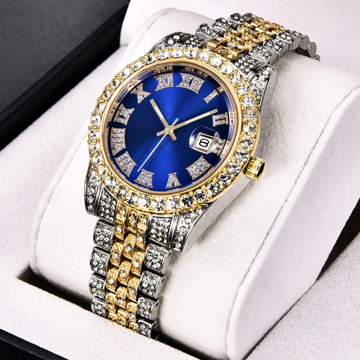 Women's Steel Band Vintage Quartz Watch with Rhinestone Dial