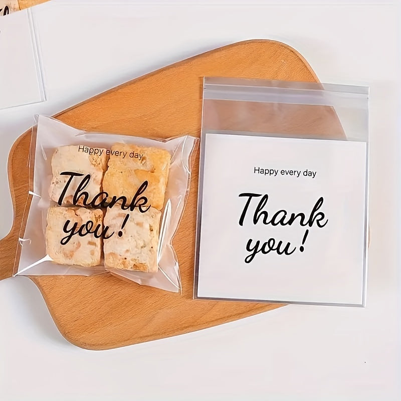100 Snowflake Thank You Self-Sealing Gift Bags for Cookies Candy Jewelry