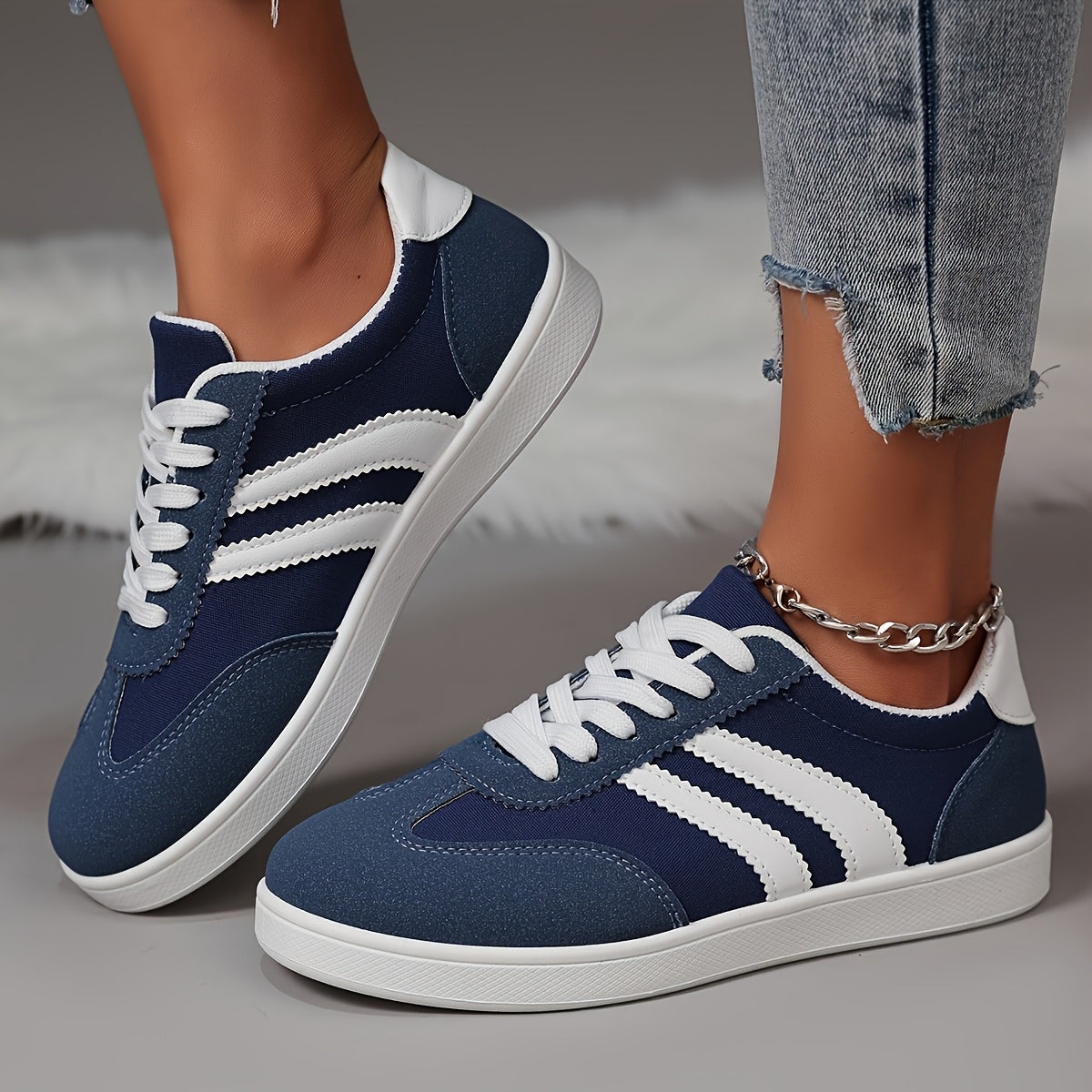 Women'S Lightweight Casual Sneakers – Breathable Orange White Low-Top Lace-Up Skate Shoes