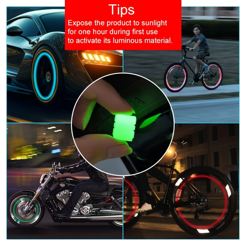 40PCS Luminous Tire Valve Caps Glow in Dark Fluorescent Plastic Car Bike Motorcycle