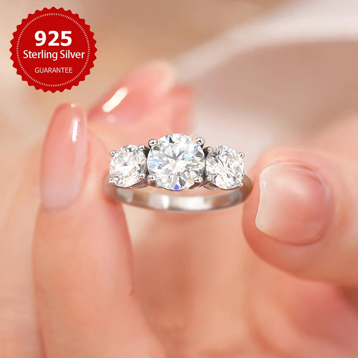 Zarif 925 Sterling Silver Nikoh Uzuki, 1.6CT/2CT Moissanite To'pi bilan, Taklif qilish yoki Muqaddas Kutilmalarni Nishonlash uchun Mukammal, Maxsus Ayol uchun Abadiy Yil dönümü Zargarlik Hediye