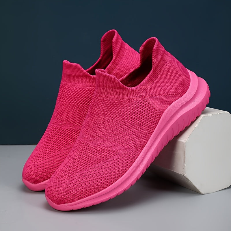 Ayollar uchun nafas oladigan slip-on sport poyabzali neon ranglar yengil yurish poyabzali